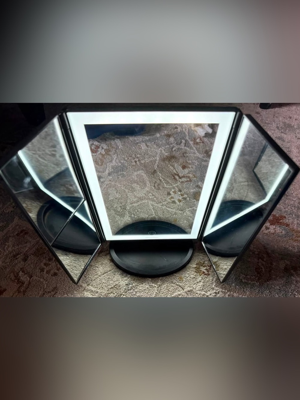 LED Tri-Fold Vanity Mirror in Black